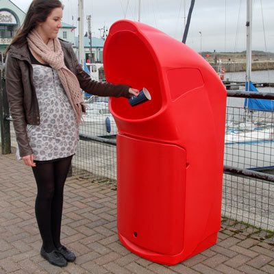 Combo Delta large aperture litter bin in Red