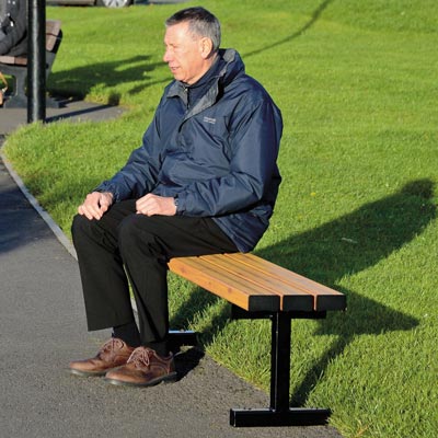 Fusion bench with light wood effect slats - 2