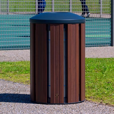 Fusion 85L litter bin - Dark Wood with Dome top