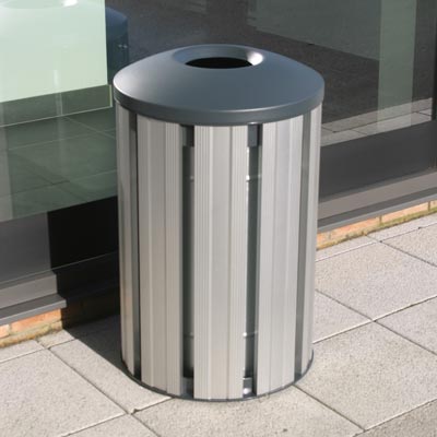 Fusion 85L litter bin - Silver with Dome top