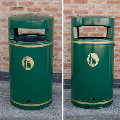 Metal Chieftain litter bin in Deep Green