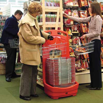 Mobile Basket Buddy - storage unit for baskets in Red - 2